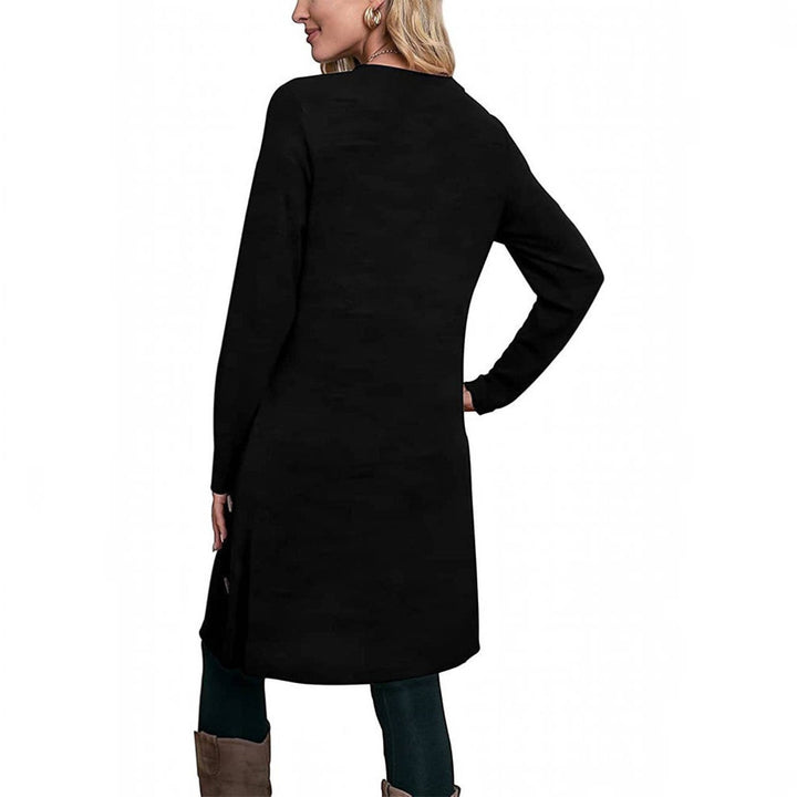 Pamela | Effortless Crew Neck Fall Sweater Dress with Pockets