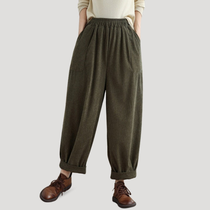 Pamela | Stylish High Waisted Wide Leg Corduroy Pants