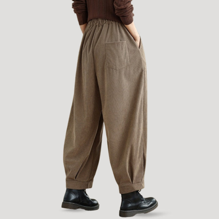 Pamela | Stylish High Waisted Wide Leg Corduroy Pants