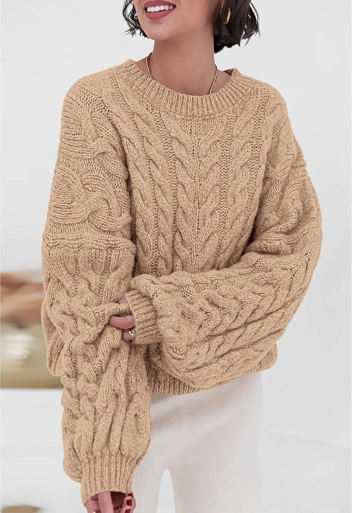 Patricia | Chic Oversized Womens Chunky Cable Knit Pullover Sweater
