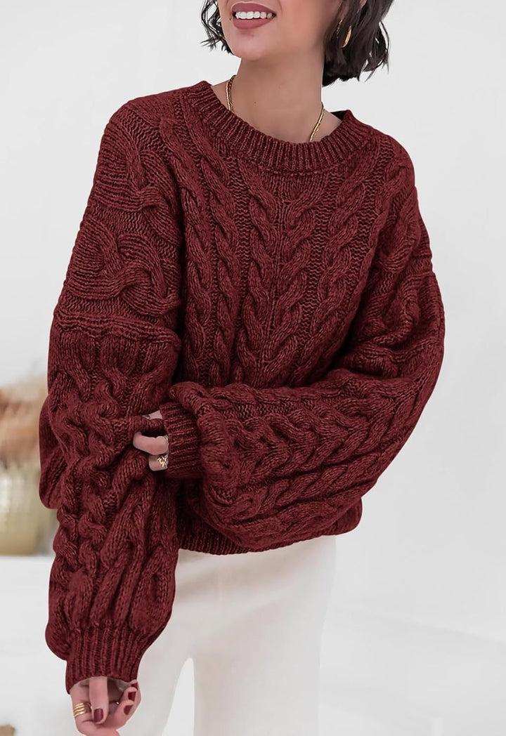 Patricia | Chic Oversized Womens Chunky Cable Knit Pullover Sweater