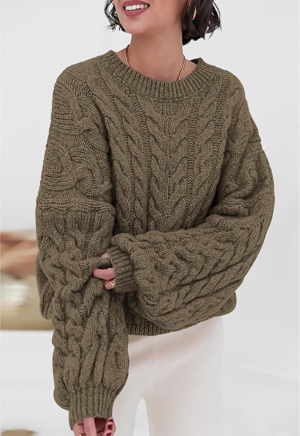 Patricia | Chic Oversized Womens Chunky Cable Knit Pullover Sweater