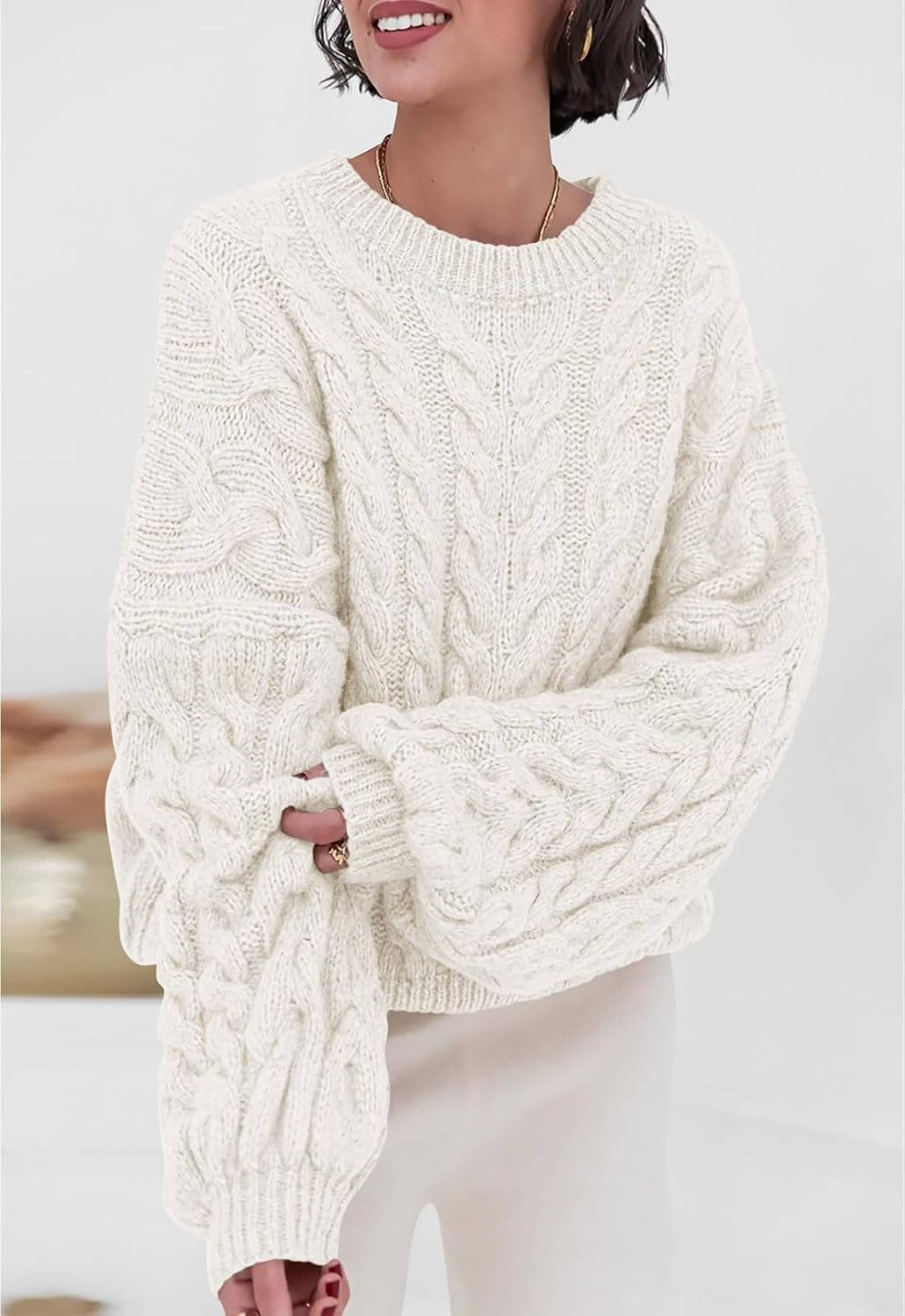 Patricia | Chic Oversized Womens Chunky Cable Knit Pullover Sweater