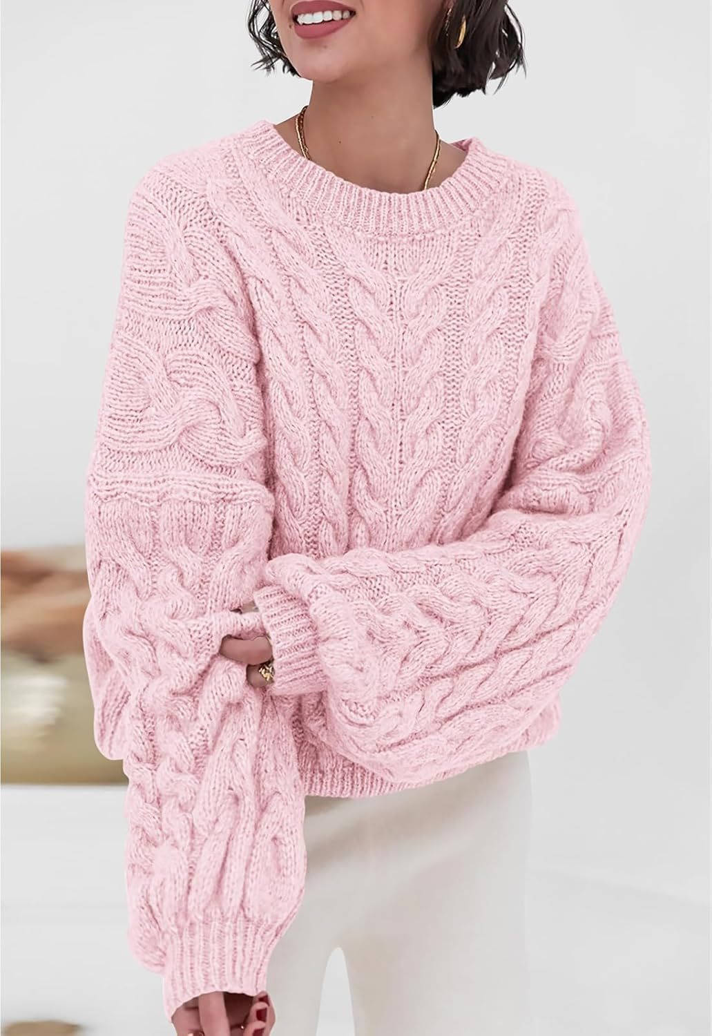 Patricia | Chic Oversized Womens Chunky Cable Knit Pullover Sweater