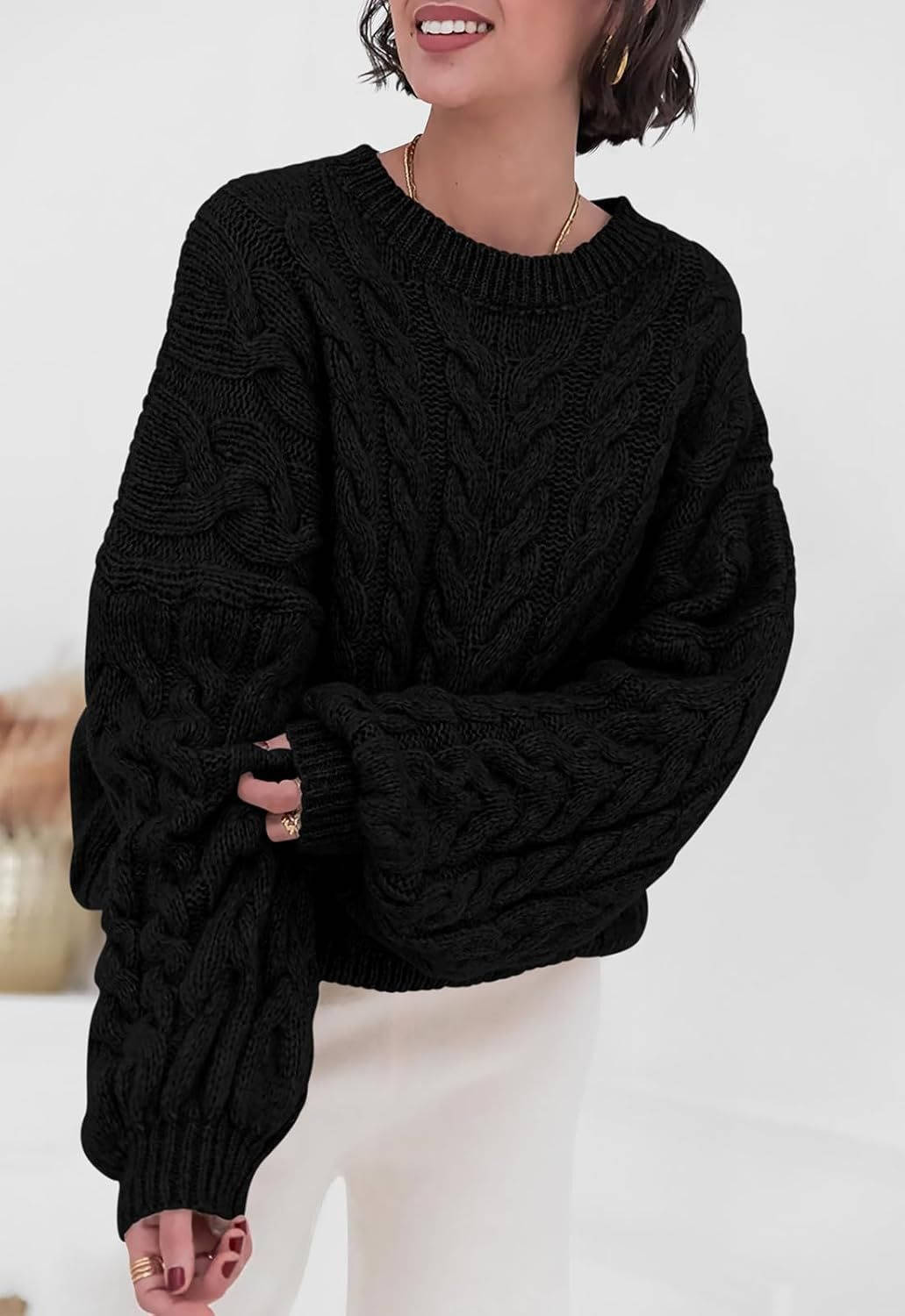 Patricia | Chic Oversized Womens Chunky Cable Knit Pullover Sweater