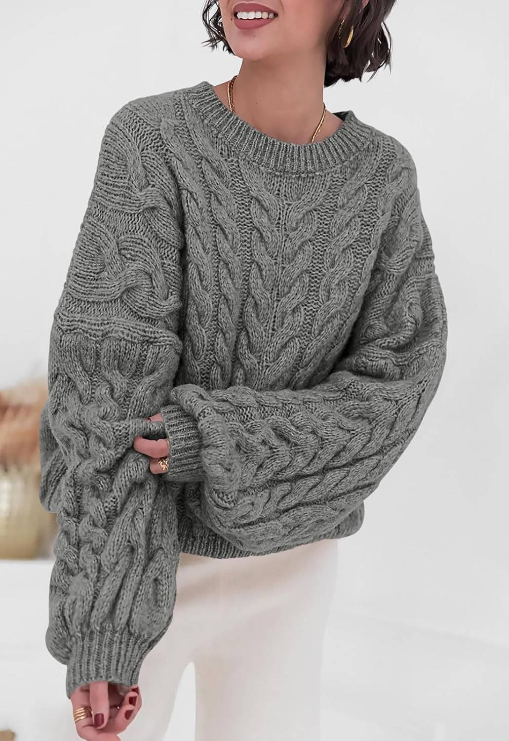 Patricia | Chic Oversized Womens Chunky Cable Knit Pullover Sweater