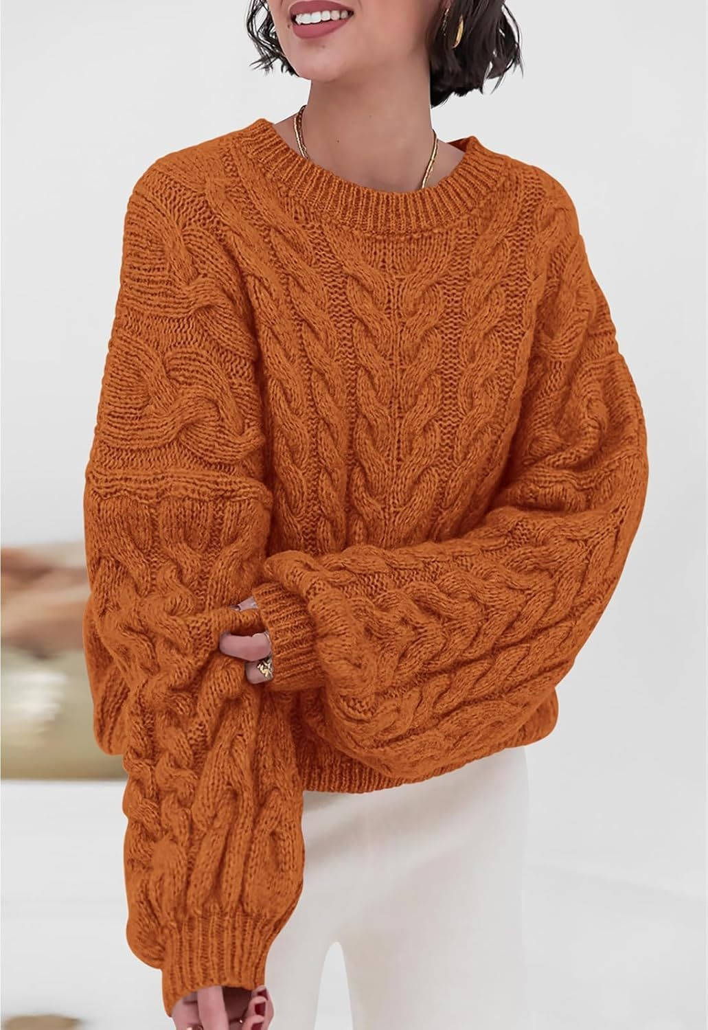 Patricia | Chic Oversized Womens Chunky Cable Knit Pullover Sweater