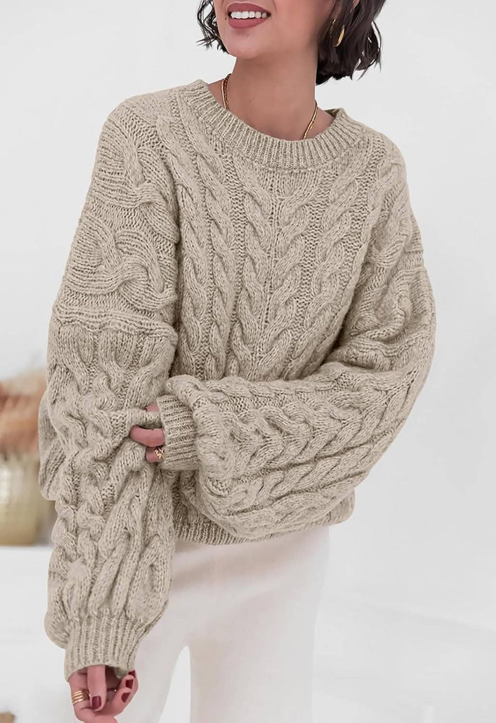 Patricia | Chic Oversized Womens Chunky Cable Knit Pullover Sweater