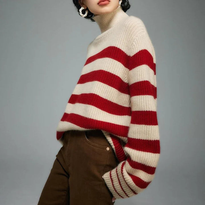 Patricia | Sophisticated Striped Turtleneck Chunky Knit Sweater