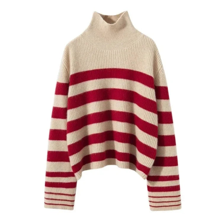 Patricia | Sophisticated Striped Turtleneck Chunky Knit Sweater