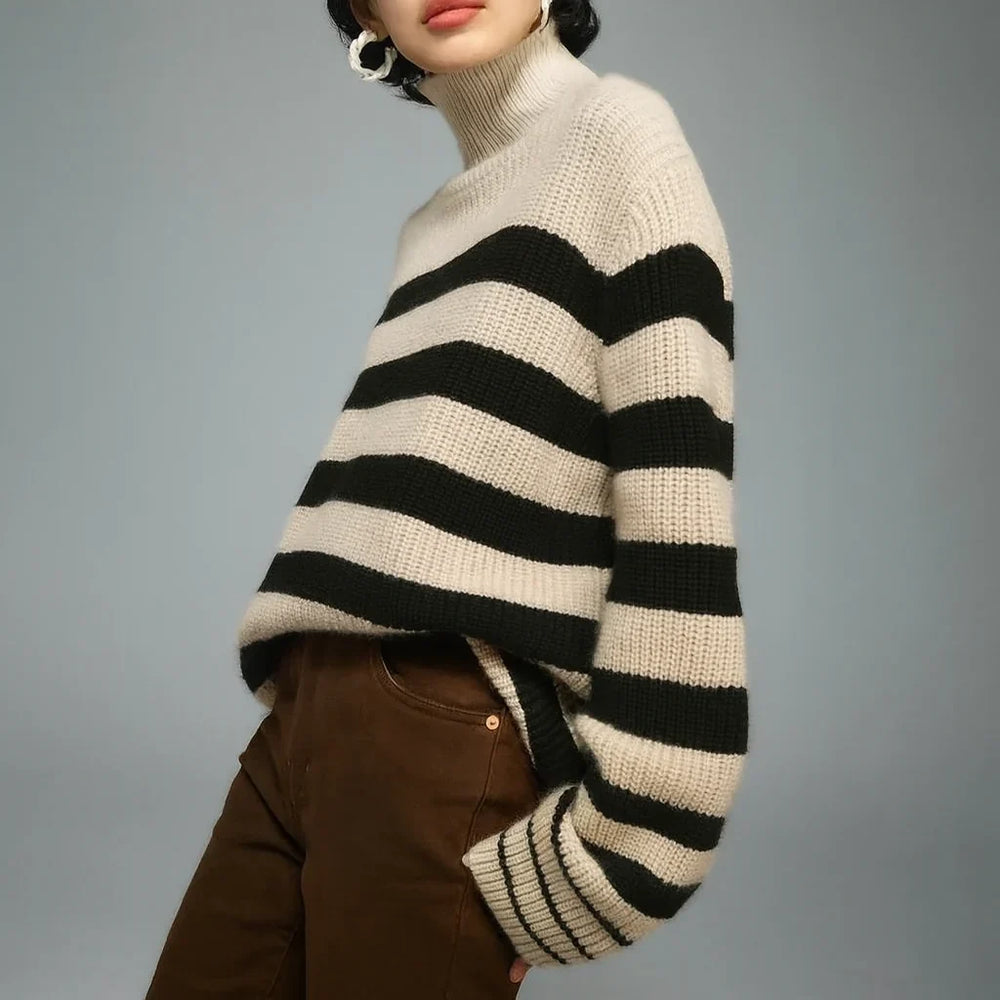 Patricia | Sophisticated Striped Turtleneck Chunky Knit Sweater