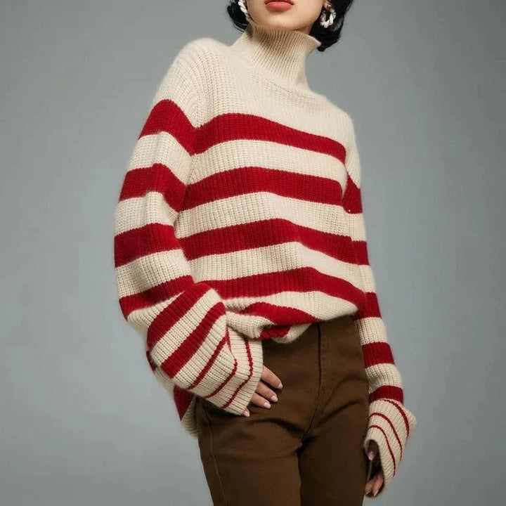 Patricia | Sophisticated Striped Turtleneck Chunky Knit Sweater