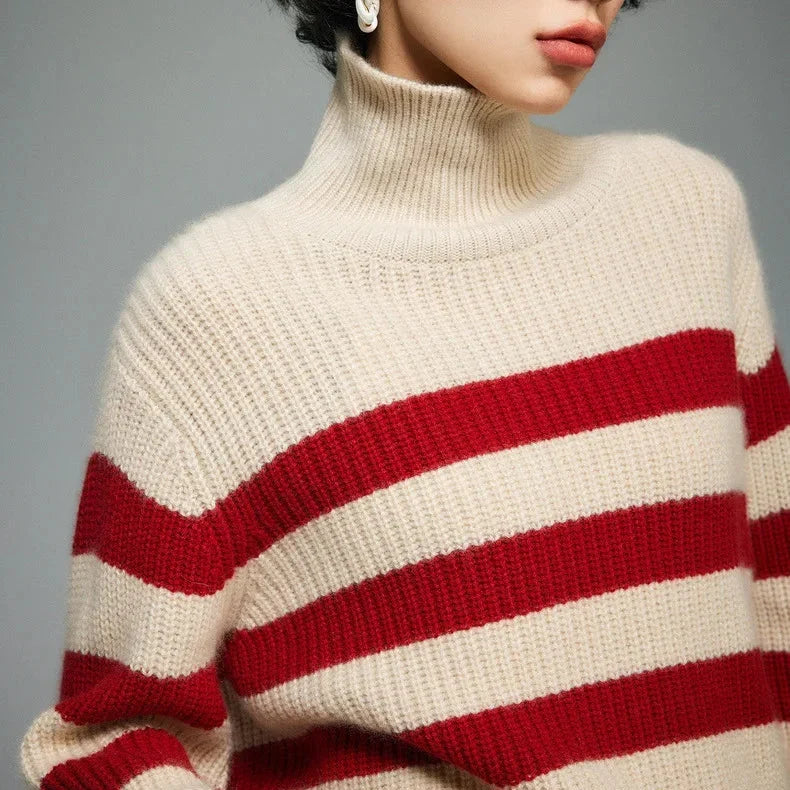Patricia | Sophisticated Striped Turtleneck Chunky Knit Sweater