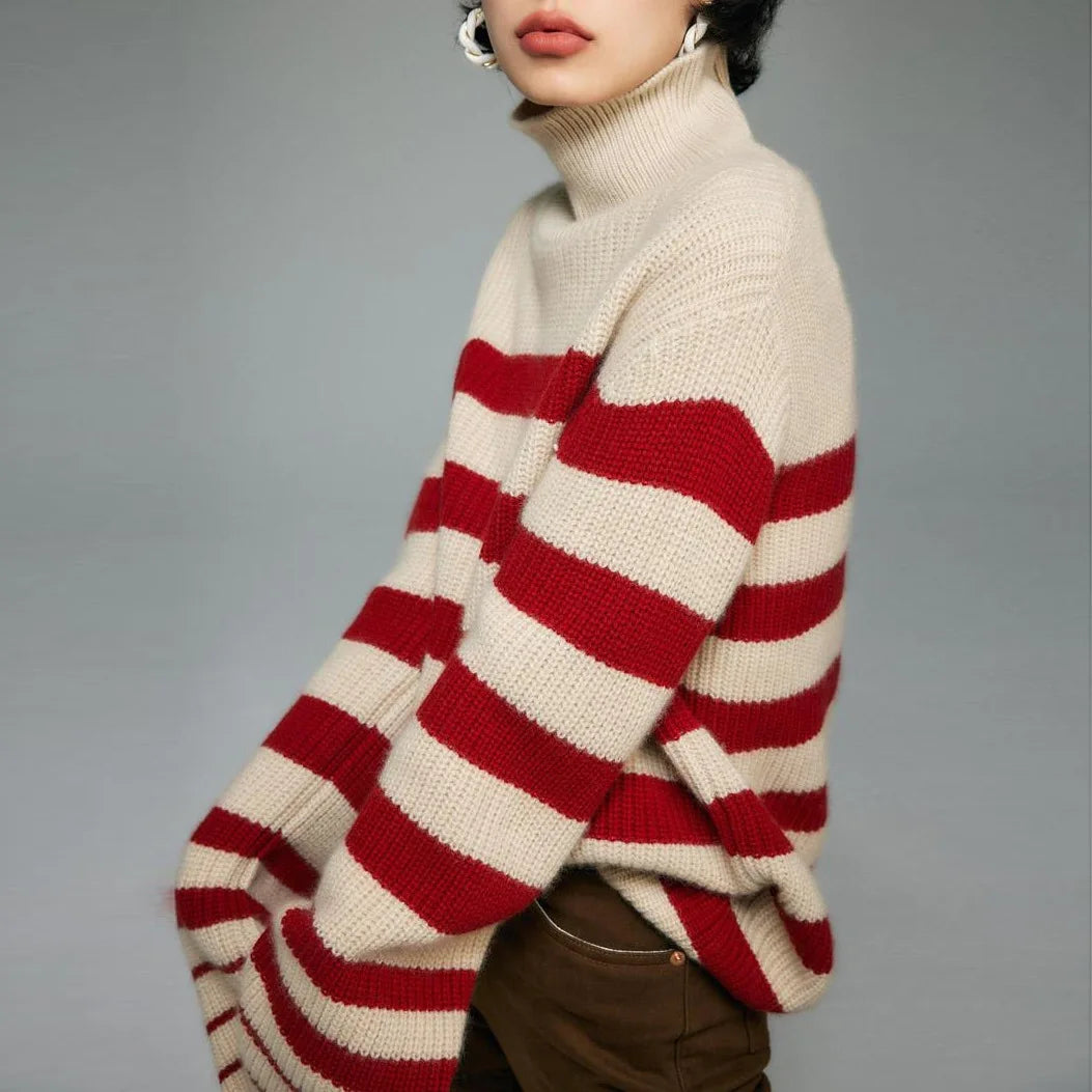 Patricia | Sophisticated Striped Turtleneck Chunky Knit Sweater