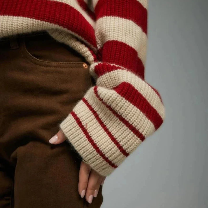 Patricia | Sophisticated Striped Turtleneck Chunky Knit Sweater