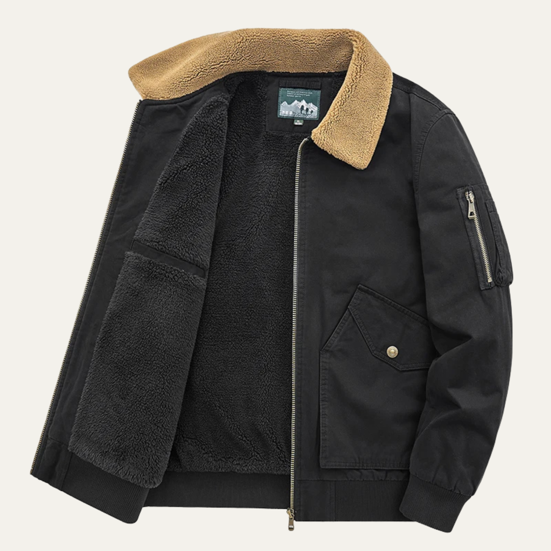 Paul | Cozy Sherpa Lined Bomber Jacket with Contrast Collar