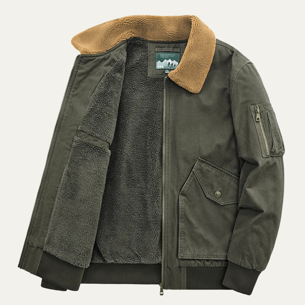Paul | Cozy Sherpa Lined Bomber Jacket with Contrast Collar