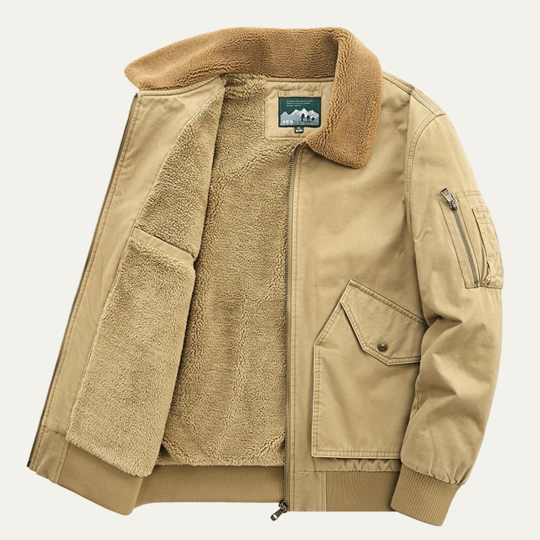 Paul | Cozy Sherpa Lined Bomber Jacket with Contrast Collar