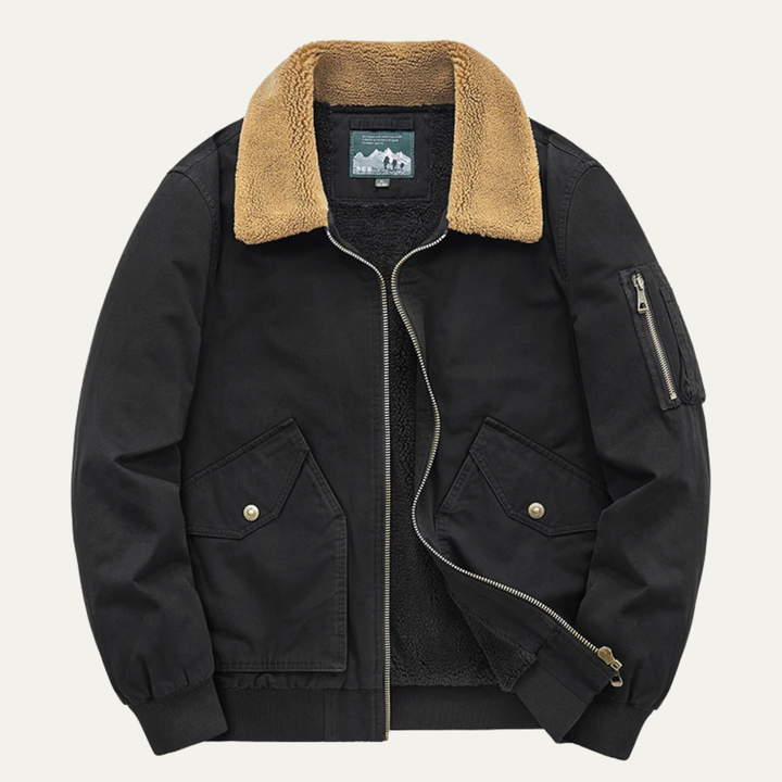 Paul | Cozy Sherpa Lined Bomber Jacket with Contrast Collar