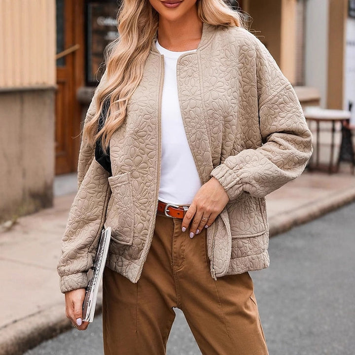 Rachel | Timeless Textured Floral Bomber Jacket