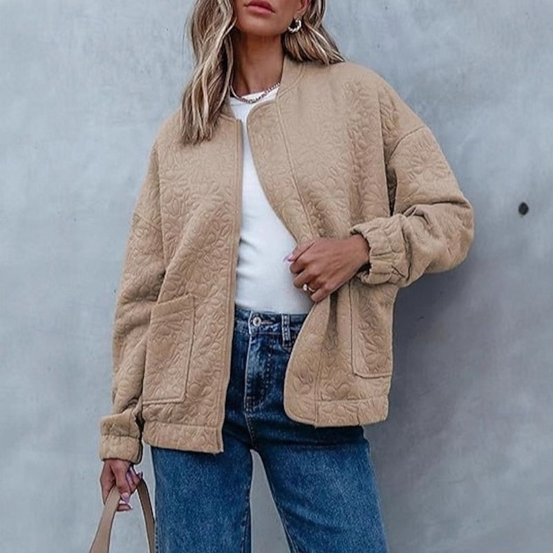 Rachel | Timeless Textured Floral Bomber Jacket