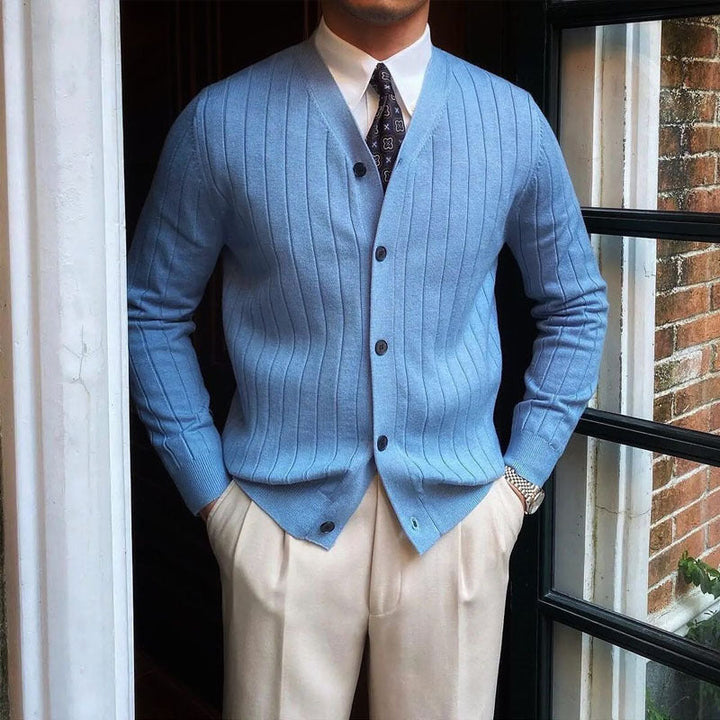 Randy | Timeless Ribbed V-Neck Cardigan Mens Sweaters