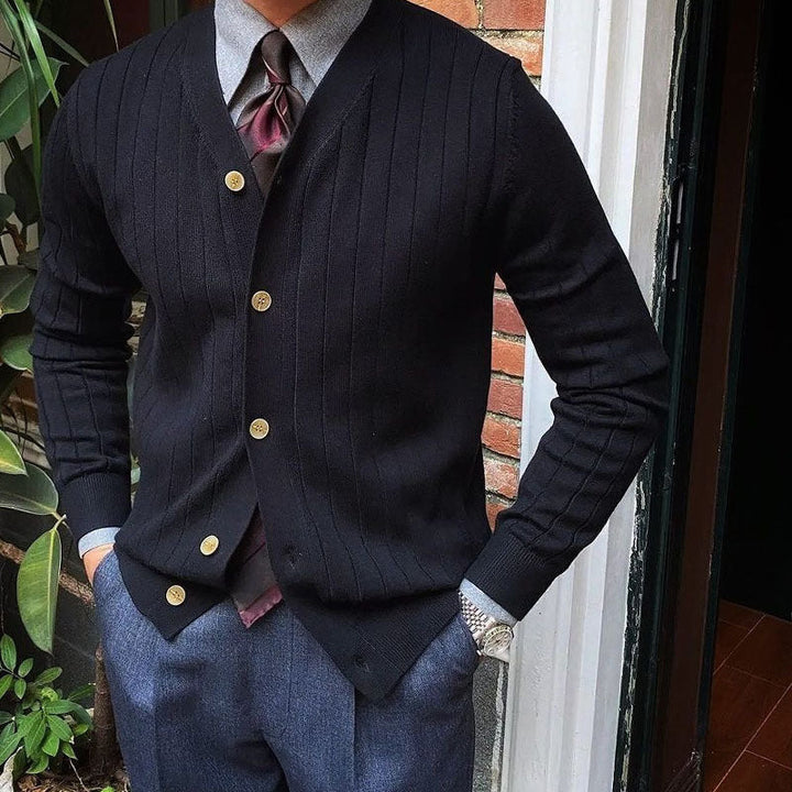 Randy | Timeless Ribbed V-Neck Cardigan Mens Sweaters