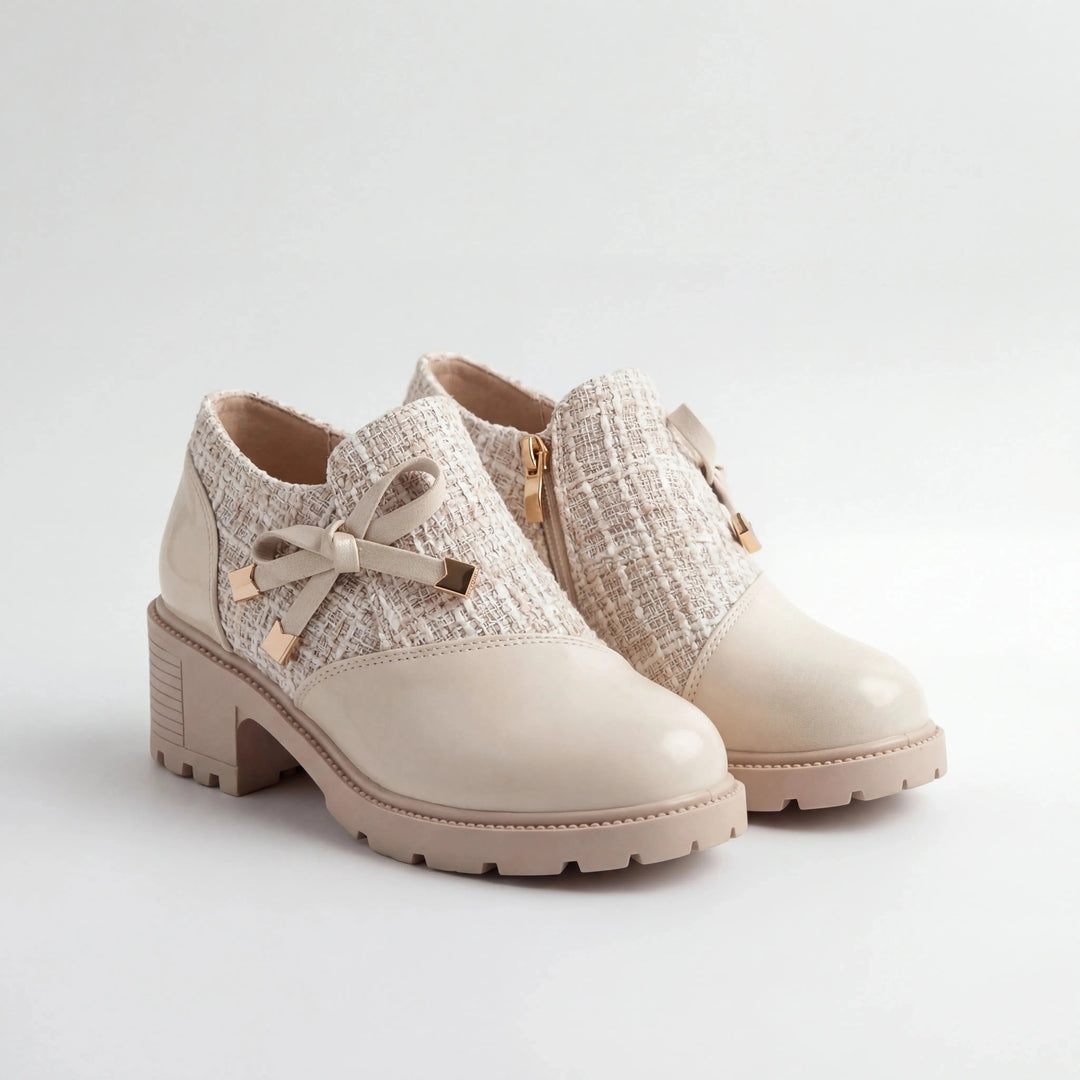 Rebecca | Polished Tweed Block Heel Ankle Boots