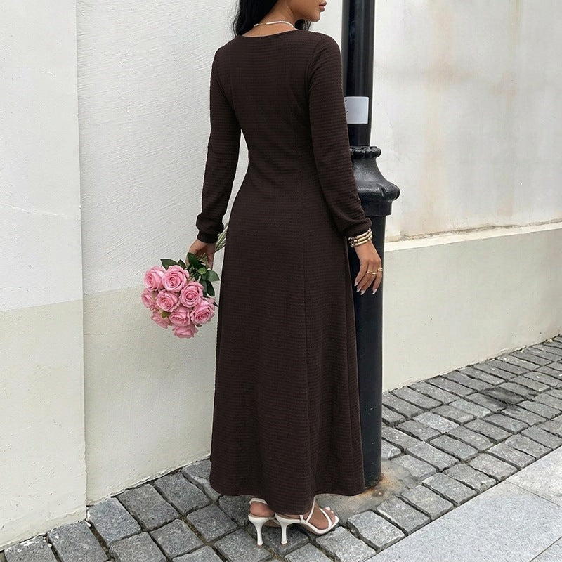 Rebecca | Timeless Lace-Up Ribbed Knit Sweater Dress