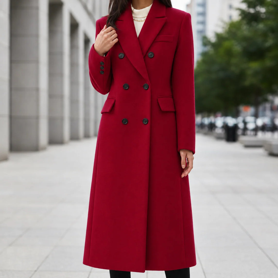 Patricia | Effortless Double-Breasted Wool Pea Coat with Notched Lapels