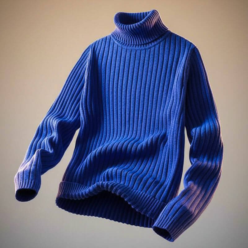 Richard | Relaxed Ribbed Long Sleeve Turtleneck Sweater