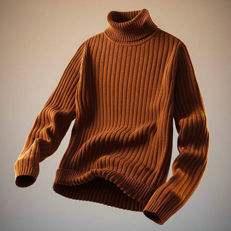 Richard | Relaxed Ribbed Long Sleeve Turtleneck Sweater