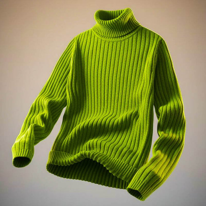 Richard | Relaxed Ribbed Long Sleeve Turtleneck Sweater