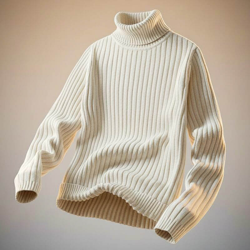 Richard | Relaxed Ribbed Long Sleeve Turtleneck Sweater