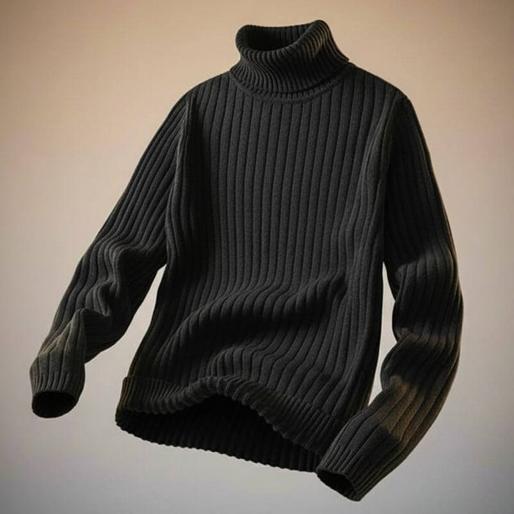 Richard | Relaxed Ribbed Long Sleeve Turtleneck Sweater