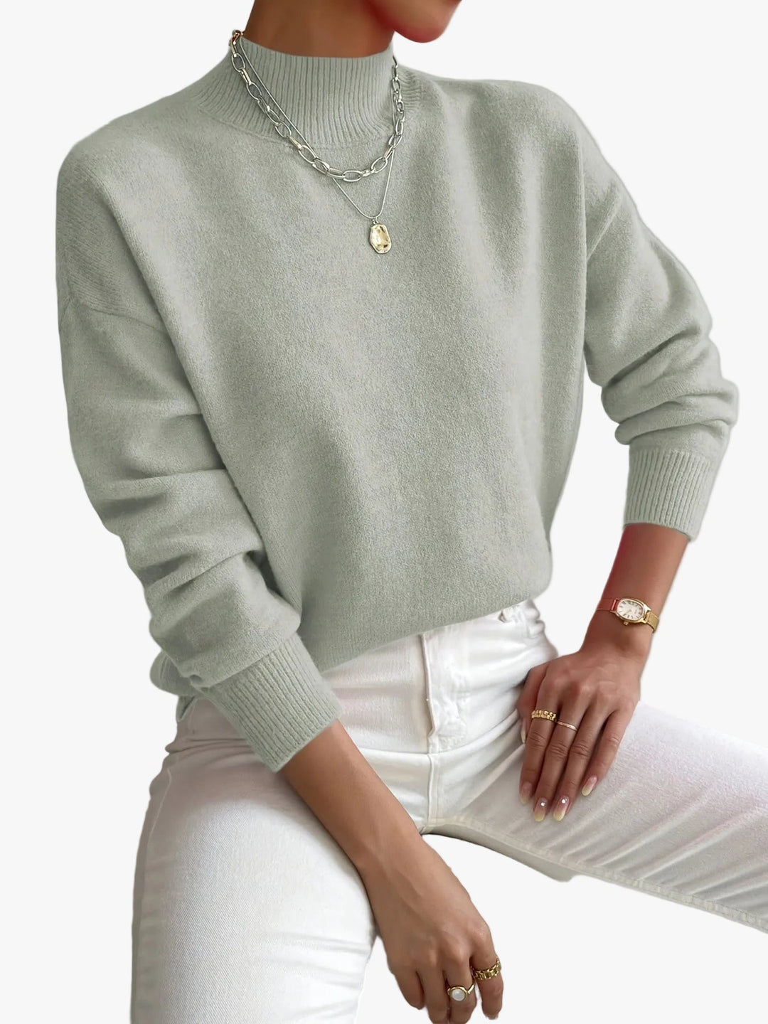 Ruth | Graceful Turtleneck Knit Sweater with Ribbed Trim