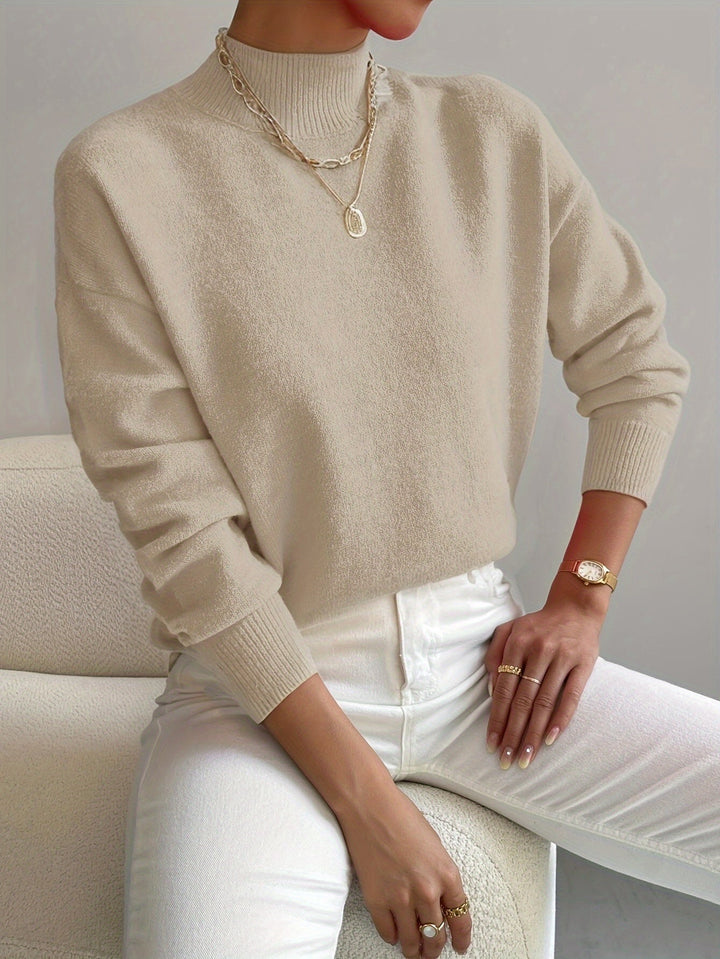 Ruth | Graceful Turtleneck Knit Sweater with Ribbed Trim
