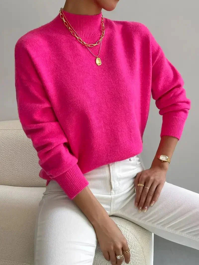 Ruth | Graceful Turtleneck Knit Sweater with Ribbed Trim