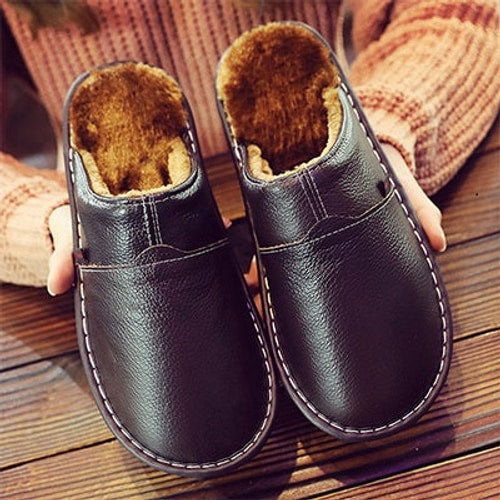 Ryan | Elegant Fur-Lined Winter House Slippers