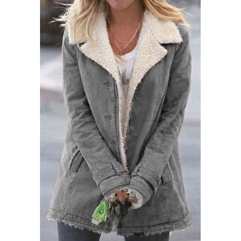 Samantha | Chic Sherpa Jacket with Notched Lapel Collar