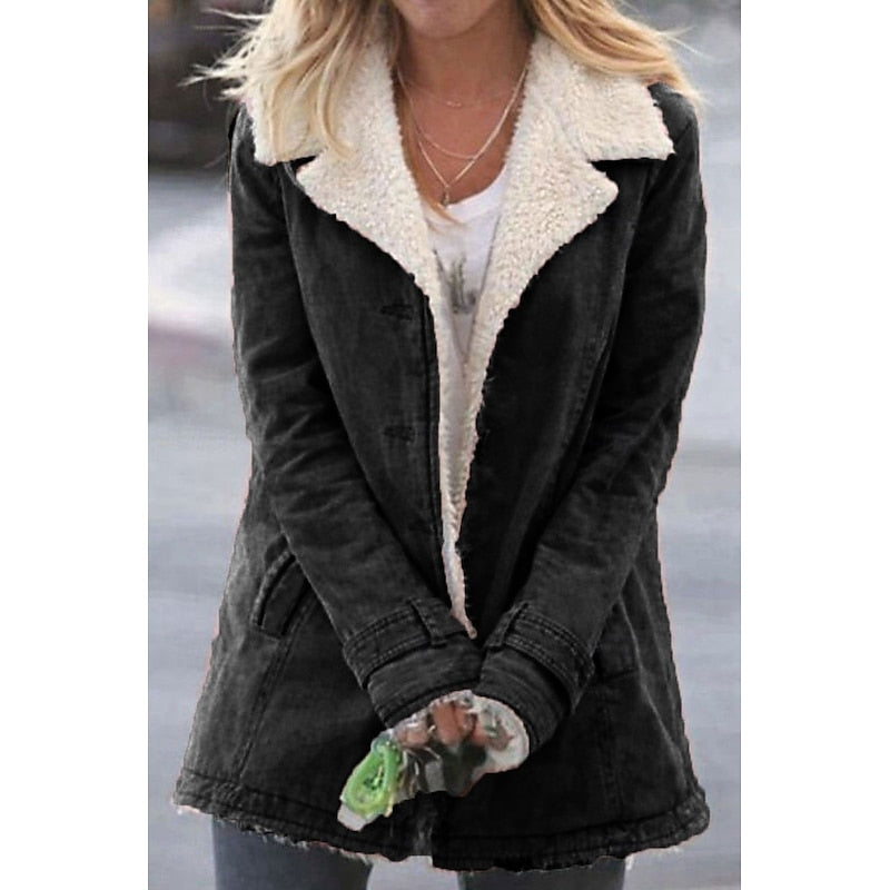 Samantha | Chic Sherpa Jacket with Notched Lapel Collar