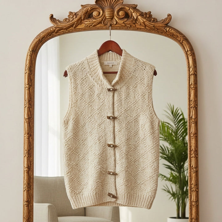 Samantha | Classic Toggle Button Knit Sweater Vest