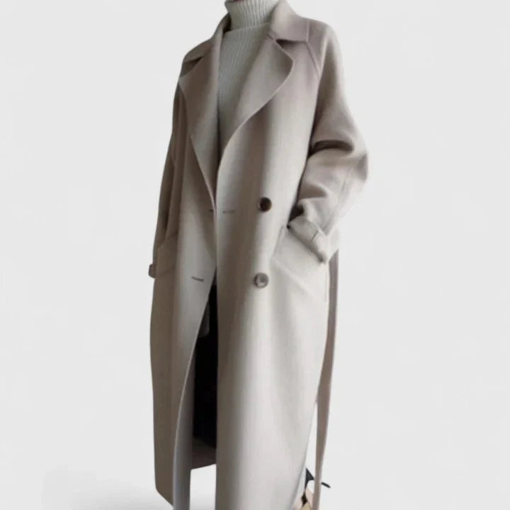 Samantha | Elegant Double-Breasted Long Pea Coat