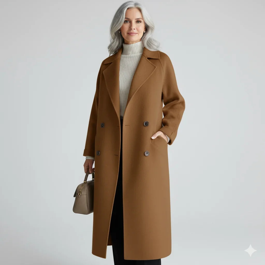 Samantha | Elegant Double-Breasted Long Pea Coat