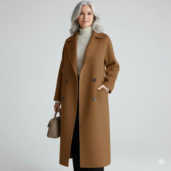 Samantha | Elegant Double-Breasted Long Pea Coat