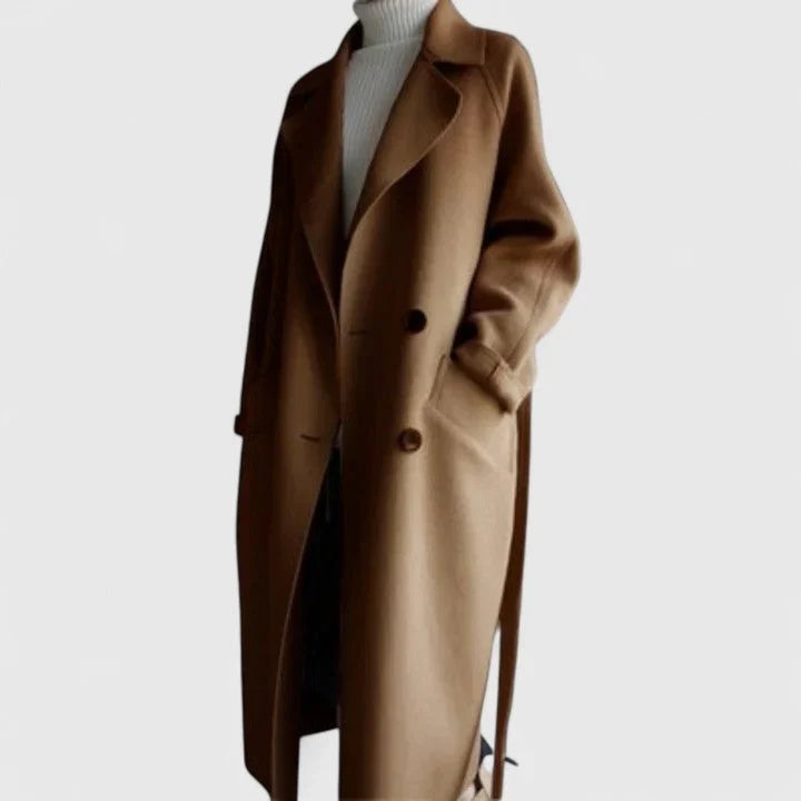 Samantha | Elegant Double-Breasted Long Pea Coat