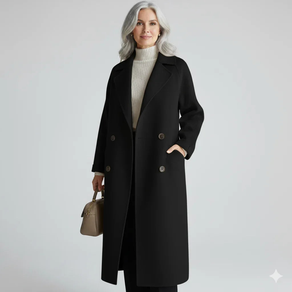 Samantha | Elegant Double-Breasted Long Pea Coat