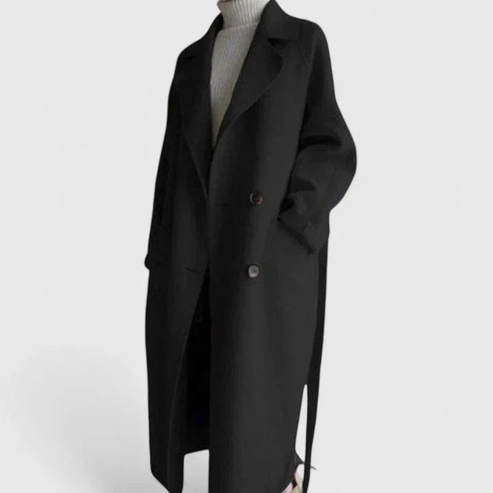 Samantha | Elegant Double-Breasted Long Pea Coat