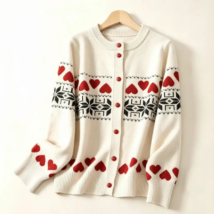 Samantha | Heart Knit Fair Isle Cardigan Womens