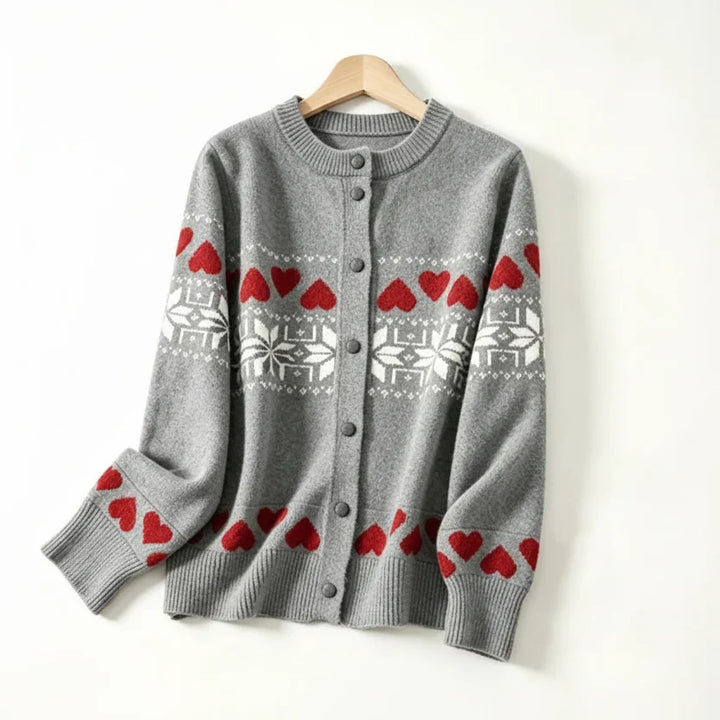 Samantha | Heart Knit Fair Isle Cardigan Womens